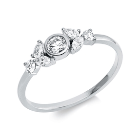 Ring aus 750 Gold Weißgold 7 Diamanten 0,4ct TW-SI B:4,9mm