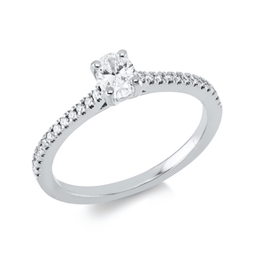 Ring aus 750 Gold Weißgold 25 Diamanten 0,44ct TW-SI B:5,3mm 4er-Krappe