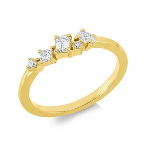 Ring aus 750 Gold Gelbgold 5 Diamanten 0,33ct TW-SI B:4,6mm