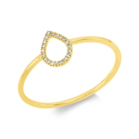 Ring Tropfen aus 750 Gold Gelbgold 20 Diamanten 0,04ct TW-SI B:7,4mm