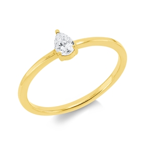 Solitaire Ring aus 750 Gelbgold Diamant Tropfen-Schliff 0,2ct TW-SI B:5,3mm Solitaire Ring aus 750 Gelbgold Diamant Tropfen-Schliff 0,2ct TW-SI B:5,3mm