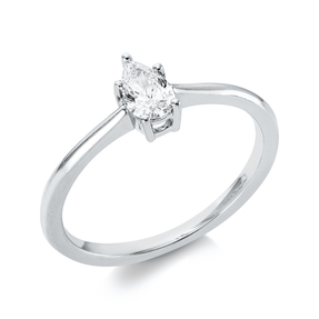 Solitaire Ring aus 750 Gold weiß Diamant Tropfen-Schliff 0,3ct E-VSI B:6,9mm Solitaire Ring aus 750 Gold weiß Diamant Tropfen-Schliff 0,3ct E-VSI B:6,9mm
