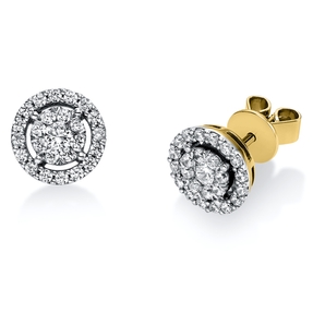 Ohrstecker aus 585 Gold gelb/weiß 58 Brillanten 0,59ct TW-SI Ø8,3mm