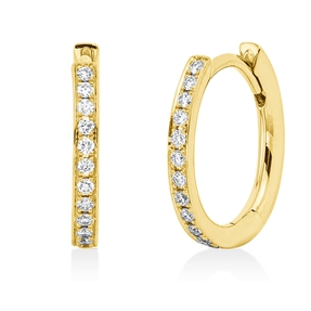 Creolen aus 750 Gold Gelbgold 24 Brillanten 0,15ct TW-SI 13,3x1,8mm