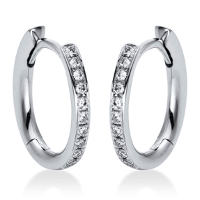 Creolen aus 750 Gold Weißgold 24 Brillanten 0,15ct TW-SI 13,3x1,8mm