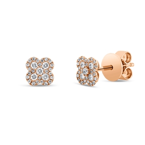 Pavé Ohrstecker aus 750 Gold Rotgold 58 Brillanten 0,19ct TW-SI 6,3x6,3mm