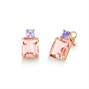 Ohrstecker aus 750 Gold Rotgold 4 Amethyste 8,9ct pink 16,2x9mm 4er-Krappe