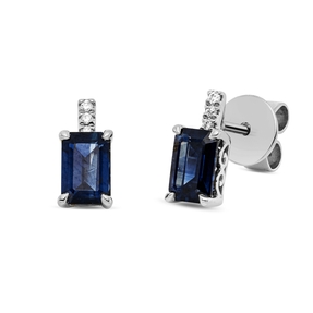 Ohrstecker 750 Weißgold 2 Saphire 1,39ct blau 6 Brillanten 0,03ct TW-SI 9,3x4,5mm Ohrstecker 750 Weißgold 2 Saphire 1,39ct blau 6 Brillanten 0,03ct TW-SI 9,3x4,5mm