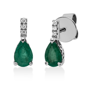 Ohrstecker aus 750 Weißgold 2 Smaragde 0,78ct grün 6 Brillanten 0,03ct TW-SI