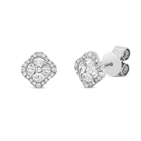 Ohrstecker aus 750 Gold Weißgold 50 Diamanten 0,56ct 8,2x8,2mm