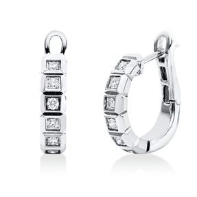 Creolen aus 750 Gold Weißgold 12 Brillanten 0,26ct TW-SI 17,7x3,9mm