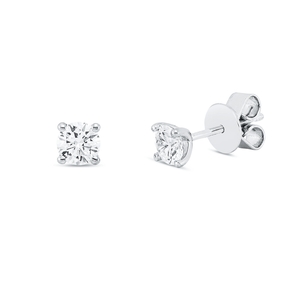 Solitaire Ohrstecker aus 750 Gold Weißgold 2 Brillanten 0,6ct E-SI 4er-Krappe