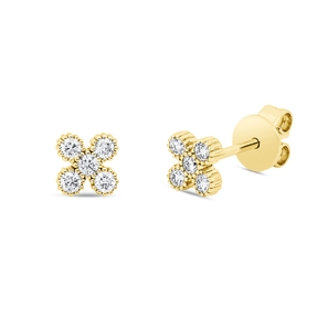Ohrstecker aus 750 Gold Gelbgold 10 Brillanten 0,17ct W-SI 4,4x4,4mm