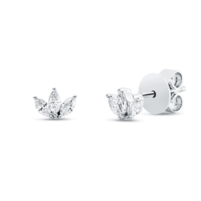 Ohrstecker aus 750 Weißgold 6 Diamanten Navette-Schliff 0,21ct TW-SI 4,2x5,7mm