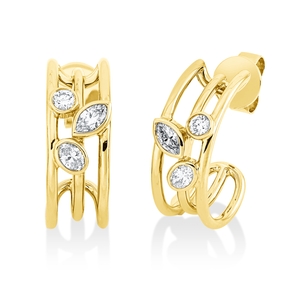 Ohrstecker aus 750 Gold Gelbgold 6 Diamanten 0,45ct TW-SI 16,7x17,1mm Zarge