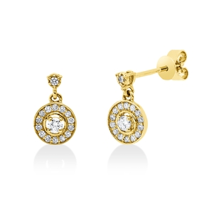 Ohrstecker aus 750 Gold Gelbgold 32 Diamanten 0,25ct TW-SI 11,5x6,8mm