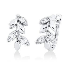 Creolen Blätter aus 750 Weißgold 18 Brillanten 0,38ct TW-SI 14,9x8,4mm