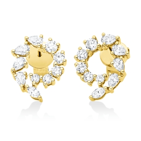 Ohrstecker aus 750 Gold Gelbgold 20 Diamanten 0,79ct 10,8x11,6mm