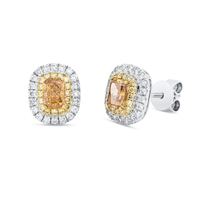 Ohrstecker aus 750 Gold gelb/weiß 74 Diamanten 0,91ct TW-SI 8,7x7,5mm 4er-Krappe