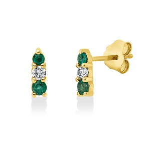 Ohrstecker 750 Gelbgold 4 Smaragde 0,19ct grün 2 Brillanten 0,11ct TW-SI 8,3x2,6mm