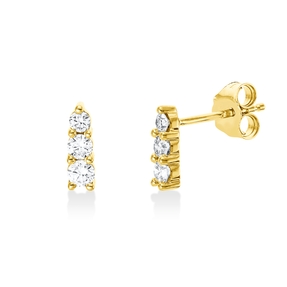 Ohrstecker aus 750 Gold Gelbgold 6 Brillanten 0,3ct TW-SI 8,4x2,6mm