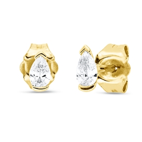 Solitaire Ohrstecker aus 750 Gelbgold 2 Diamanten Tropfen-Schliff 0,21ct TW-SI