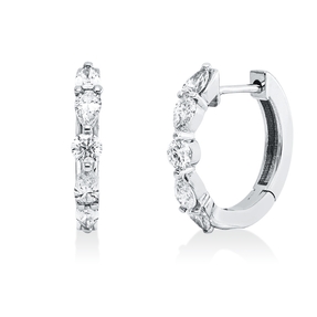 Creolen aus 750 Gold Weißgold 10 Diamanten 0,54ct TW-SI 14,7x2,3mm