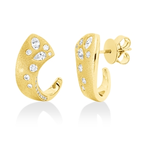 Ohrstecker aus 750 Gelbgold 46 Diamanten 0,61ct TW-SI 18x13mm mattiert
