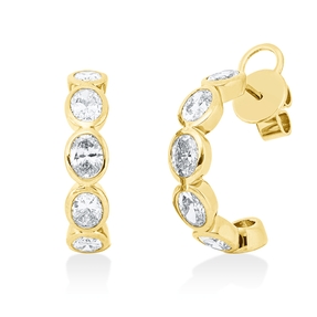 Ohrstecker aus 750 Gelbgold 10 Diamanten Oval-Schliff 2,5ct TW-SI 20,8x20,2mm Zarge