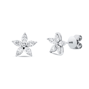Ohrstecker 750 Weißgold 10 Diamanten Navette-Schliff 0,79ct TW-VSI/SI 9,5x9,8mm