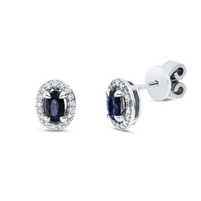 Ohrstecker 750 Weißgold 2 Saphire 0,52ct blau 34 Brillanten 0,16ct F-SI 8x6,2mm
