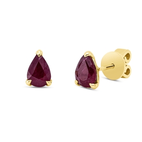 Ohrstecker aus 750 Gold Gelbgold 2 Rubine 1,25ct rot 7x5mm 3er-Krappe