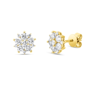 Ohrstecker aus 585 Gold Gelbgold 22 Diamanten 1,11ct I-SI Ø8,8mm