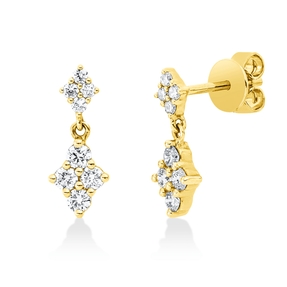 Ohrstecker aus 585 Gelbgold 8 Brillanten 0,32ct I-SI 8 Brillanten 0,09ct I-SI