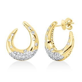 Pavé Ohrstecker aus 585 Gold gelb/weiß 68 Diamanten 0,81ct TW-SI 20x17mm