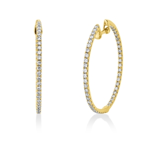 Creolen aus 750 Gold Gelbgold 96 Brillanten 0,55ct TW-SI 23,4x1,2mm Creolen aus 750 Gold Gelbgold 96 Brillanten 0,55ct TW-SI 23,4x1,2mm