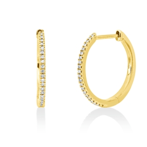 Creolen aus 585 Gold Gelbgold 42 Diamanten 0,05ct TW-PI 13,4x0,8mm