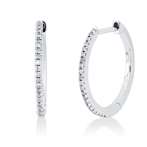 Creolen aus 585 Gold Weißgold 42 Diamanten 0,05ct TW-PI 13,4x0,8mm