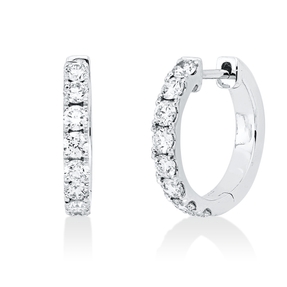 Creolen aus 750 Gold Weißgold 16 Brillanten 0,6ct TW-SI 13,8x2mm