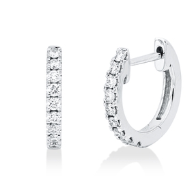Creolen aus 750 Gold Weißgold 18 Brillanten 0,19ct TW-SI 11,5x1,6mm