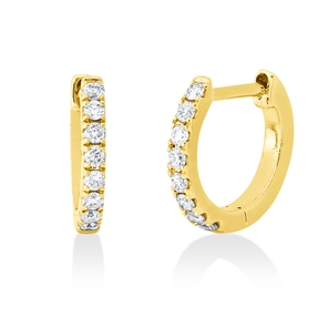 Creolen aus 585 Gold Gelbgold 16 Brillanten 0,13ct I-PI 9,6x1,2mm Creolen aus 585 Gold Gelbgold 16 Brillanten 0,13ct I-PI 9,6x1,2mm