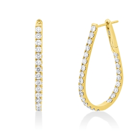 Creolen aus 750 Gold Gelbgold 54 Brillanten 1,95ct I-SI 32,5x2,2mm Creolen aus 750 Gold Gelbgold 54 Brillanten 1,95ct I-SI 32,5x2,2mm