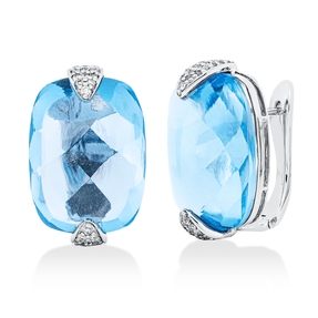 Creolen 750 Weißgold 2 Topase 47,98ct blau 80 Brillanten 0,32ct F-VSI/SI 21,3x14mm