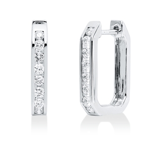 Creolen aus 750 Gold Weißgold 16 Brillanten 0,4ct TW-SI 16,5x2,9mm