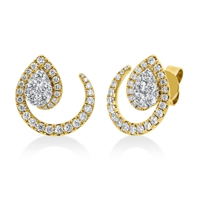 Ohrstecker aus 750 Gelbgold 84 Diamanten 1ct TW-SI 15,3x15,4mm Fassung rhodiniert Ohrstecker aus 750 Gelbgold 84 Diamanten 1ct TW-SI 15,3x15,4mm Fassung rhodiniert