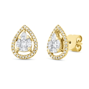 Ohrstecker aus 750 Gelbgold 64 Diamanten 0,64ct TW-SI 12x9mm Fassung rhodiniert