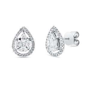 Ohrstecker aus 750 Weißgold 64 Diamanten 0,67ct TW-SI 12x9mm Fassung rhodiniert