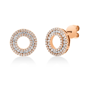 Pavé Ohrstecker aus 750 Gold Rotgold 146 Brillanten 0,73ct TW-SI Ø12mm