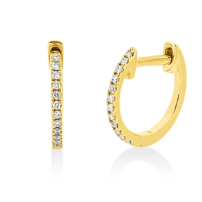 Creolen aus 750 Gold Gelbgold 24 Brillanten 0,06ct TW-SI 11x1mm Creolen aus 750 Gold Gelbgold 24 Brillanten 0,06ct TW-SI 11x1mm