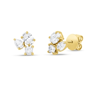 Ohrstecker aus 750 Gold Gelbgold 6 Diamanten 1,21ct TW-VSI 9,1x7,2mm